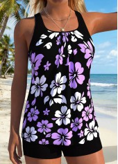 Black Patchwork Floral Print Tankini Top-No Bottom | thumb picture 