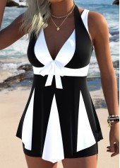 Black Tummy Coverage V Neck Tankini Set | thumb picture 
