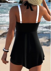 Black Tummy Coverage V Neck Tankini Set | thumb picture 