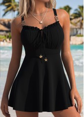 Black Mid Waisted Bowknot Tankini Set