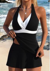 Black Mid Waisted Fake 2in1 Tankini Set | thumb picture 