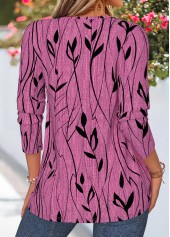 Violet Floral Print Tuck Stitch Long Sleeve T Shirt | thumb picture 