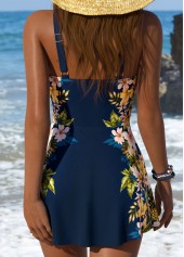 Navy Tie Floral Print One Piece Swimdress | thumb picture 
