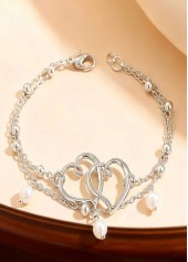 Silvery White Heart Alloy Detail Anklets | thumb picture 