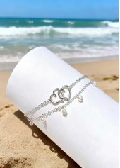 Silvery White Heart Alloy Detail Anklets | thumb picture 