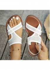 White Open Toe Faux Leather Falt | thumb picture 