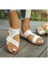 White Open Toe Faux Leather Falt | thumb picture 