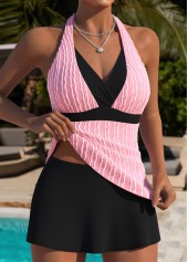 Light Pink Mid Waisted Fake 2in1 Tankini Set | thumb picture 