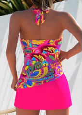 Hot Pink Mid Waisted Layered Graffiti Print Tankini Set | thumb picture 