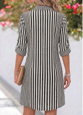 Grey Striped Short Tummy Coverage Long Sleeve Dress | thumb picture 