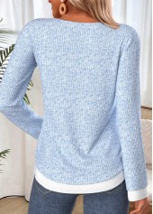 Light Blue Fake 2in1 Long Sleeve T Shirt | thumb picture 