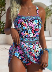 Multi Color Ditsy Floral Print One Piece Swimdress