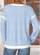 Blue Patchwork Long Sleeve Round Neck Sweatshirt | thumb picture 