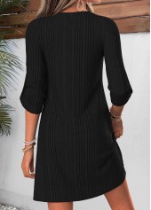 Black Short Tummy Coverage Long Sleeve Split Neck Dress | thumb picture 