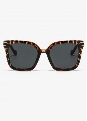 Black Color Leopard Detail Square Sunglasses | thumb picture 