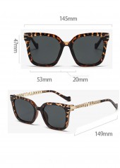 Black Color Leopard Detail Square Sunglasses | thumb picture 