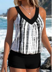 Black Mid Waisted Lace Up Tankini Set | thumb picture 