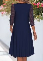 Navy Fake 2in1 3/4 Sleeve Heart Collar Dress | thumb picture 