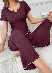 Wine Red Short Sleeve Lounge Top and Pants