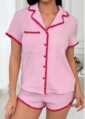 Pink Short Sleeve Lounge Top and Shorts | thumb picture 