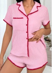 Pink Short Sleeve Lounge Top and Shorts | thumb picture 