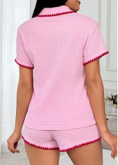 Pink Short Sleeve Lounge Top and Shorts | thumb picture 
