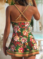 Green Fake 2in1 Floral Print One Piece Swimdress | thumb picture 