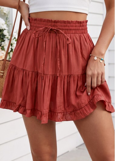 women clothes image of Terracotta A Line Elastic Waist Short Skirt