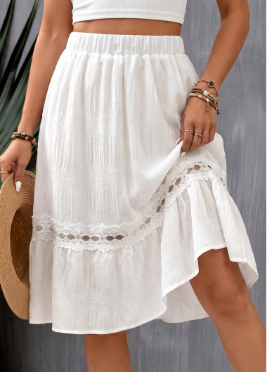 women clothes image of White A Line Elastic Waist Skirt