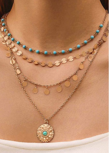 women clothes image of Golden Round Alloy Design Necklaces Set