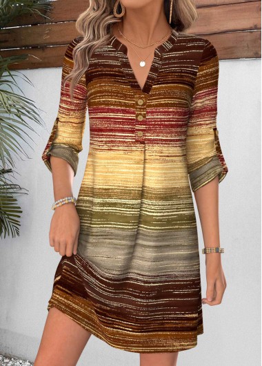 women clothes image of Multi Color Short Tummy Coverage Long Sleeve Dress