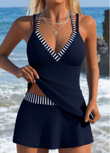 women clothes image of Black Mid Waisted Fake 2in1 Floral Print Tankini Set