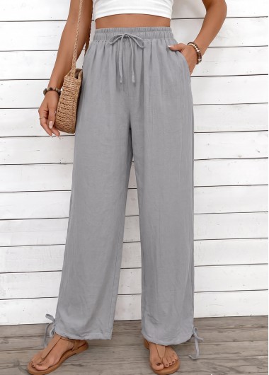 women clothes image of Grey Elastic Waist High Waisted Pants