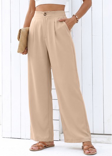 women clothes image of Light Coffee Button Fly High Waisted Pants