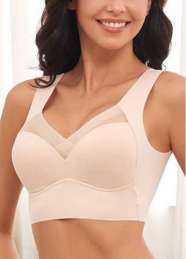 women clothes image of Skin Color V Neck Detail Bra