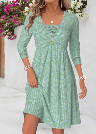 women clothes image of Light Green Short Fake 2in1 Long Sleeve Dress