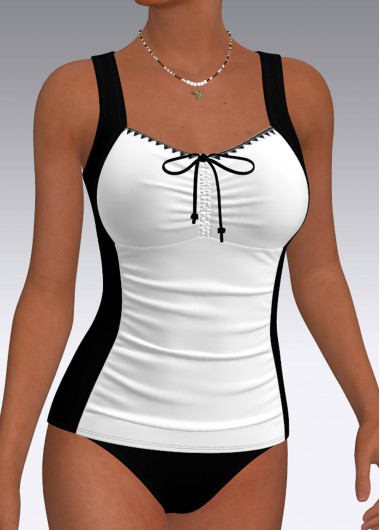 women clothes image of Black Mid Waisted Two-piece Tankini Top