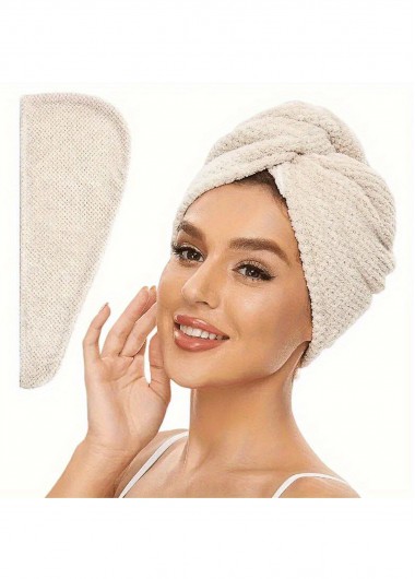 women clothes image of Beige Coral Fleece Hair Drying Cap