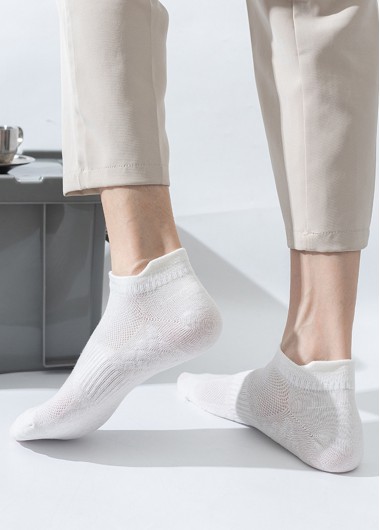 women clothes image of White Cotton Blend Low Cut Socks