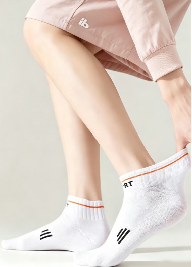 women clothes image of White Letter Print Low Cut Socks