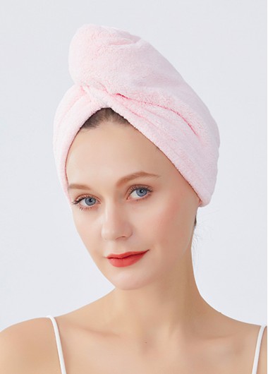 women clothes image of Light Pink Coral Fleece Hair Drying Cap