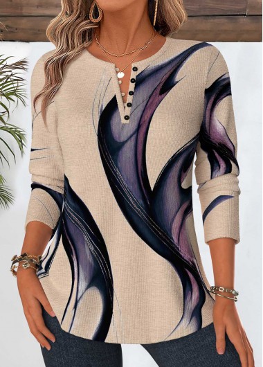 women clothes image of Multi Color Geometric Print Tummy Coverage T Shirt