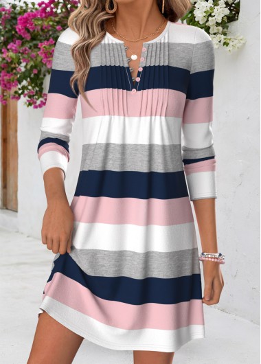 women clothes image of Multi Color Short Tummy Coverage Long Sleeve Dress