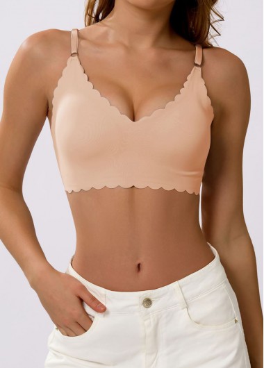 women clothes image of Soft Skin Color Adjustable V Neck Padded Bra