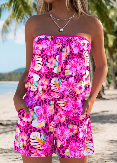 women clothes image of Hot Pink Ruched/shirred Floral Print One Piece Swimwear