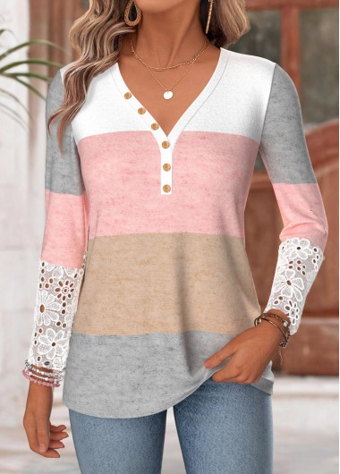 women clothes image of Multi Color Geometric Print Curved Hem T Shirt