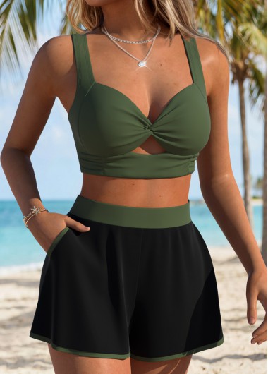 women clothes image of Multi Color Mid Waisted Two-piece Bikini Set