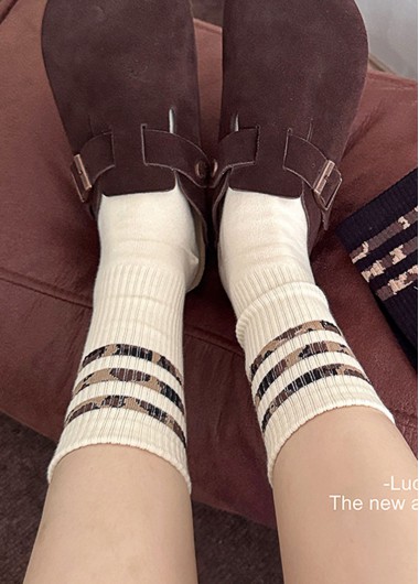 women clothes image of White Cotton Blend Mid Calf Socks