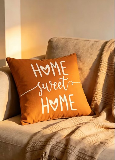 women clothes image of Brick Red Letter Print Pillowcase Only