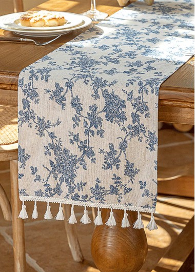 women clothes image of Blue Color Floral Print Table Runner